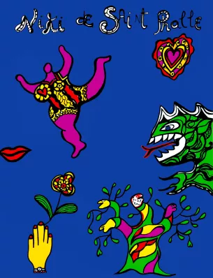 affiche fond bleu niki saint phalle