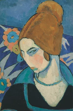 portrait femme bleu