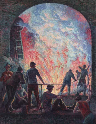 incendie hommes peinture