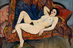 femme nue canapé rouge tableau