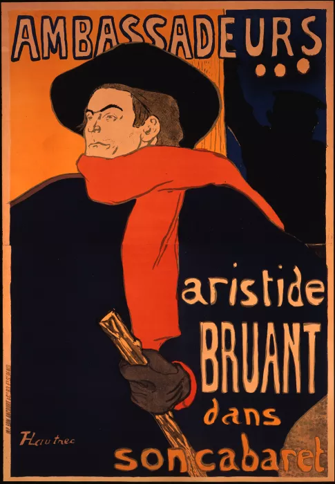 Aristide Bruant dans son cabaret, affiche de Toulouse-Lautrec